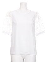 【2ndline】袖チュールトップス/ホワイト