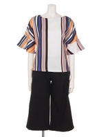 【chille anap】ストライプトップス&パンツ SET/BK