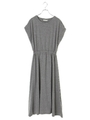 ウエストドロストカットマキシワンピース/杢グレー