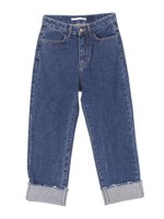 クロップド丈折り返しデニムパンツ/インディゴ