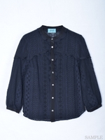 ストライプレースブラウス/オフホワイト