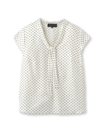 ダイヤ柄ボータイフレンチブラウス/オフホワイト(103)