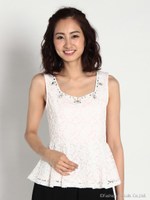 ビジューレースペプラムTOPS/ホワイト