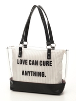 ピンストライプクリアトート/ネイビー