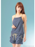 ボーダーロンパースビキニセット/ネイビー