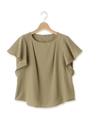 ラッフルサテンブラウス/カーキ(027)