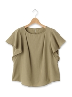 ラッフルサテンブラウス/カーキ(027)