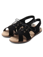 レースアップフラットサンダル/ブラック(019)