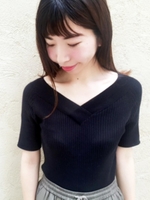 ワイドリブ2WAYニット/ブラウン