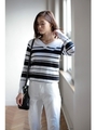 【AZUL by moussy】前後2WAY長袖ニットプルオーバー/BEG