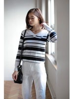 【AZUL by moussy】前後2WAY長袖ニットプルオーバー/BEG