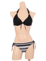 【Pinky&Dianne】ジグザグラメニット×ボーダー/ブラック