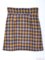 ハウンドトゥースチェックスカート/キャメル