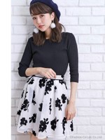 フロッキーフラワースカート(ブラック)/ブラック