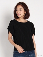 袖ねじれカットソー/ブラック