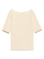 袖ライン配色リブニットトップス/ORG