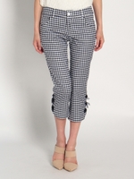 サイドリボンクロップドパンツ/青系