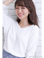 【石原さとみさん着用】ネックレス付Vニット/レンガ