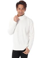 【AZUL by moussy】ヘビーワッフルタートルネック長袖プルオーバー/T.GRY