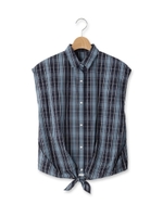 マドラスチェックコットンシャツ/パープル(083)