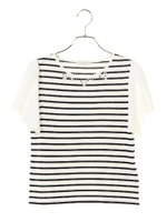 衿ビジューボーダープルオーバー/杢ライトグレー