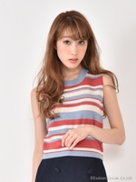 マルチボーダーニットTOPS/ベージュ