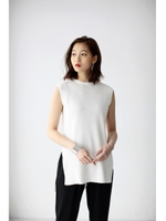 【AZUL by moussy】ノースリーブリブニットプルオーバー/WHT
