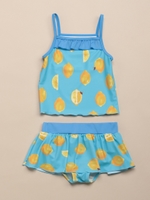 ハチレモンプリント水着タンキニ/サックス