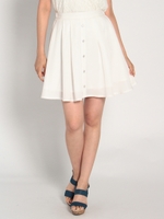 フロントボタンフレアスカート/ブルー