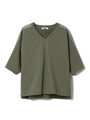 WOVEN MIX V-NECK TOP/ホワイト