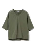 WOVEN MIX V-NECK TOP/ホワイト