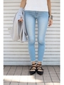 【AZUL by moussy】カットオフヘムスキニー/L/BLU