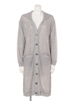 フード付きロングカーデ/グレー