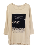 フォトフロッキー七分袖T/ネイビー