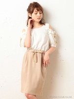 フリルスリーブドッキングワンピース/ブラック