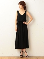 ブラウジングカットマキシワンピース/ブラック