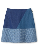 パッチワークデニムミニスカート/ライトブルー