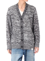 【AZUL by moussy】7GMIXスカシ柄Vネックカーデ/T.GRY