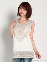 dashiki Print タンクトップ/ブラウン