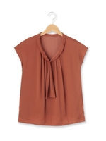 サテンボウタイブラウス/ブラウン(042)