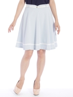 ベルト付き8枚はぎフェミニンフレアスカート/ベージュ