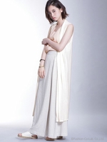 ロングカットジレタンクブラウスセット/ピンクベージュ