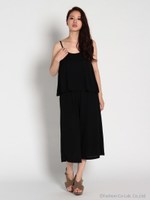 キャミレイヤード風スカンツオールインワン/WHT/ブラック