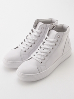 【FLAPPER】レザーミッドカットシューレーススニーカー/ホワイト