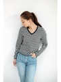 【AZUL by moussy】TC天竺重ねVネック長袖プルオーバー/L/GRY
