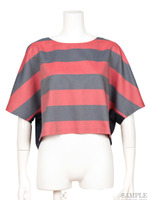 BIG BORDER BLOUSE/GRNxBLK