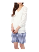 BLANC basque チェックドッキングワンピース/オフホワイト(503)