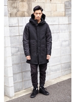 【AZUL by moussy】メルトン×袖ナイロンモッズコート/BLK