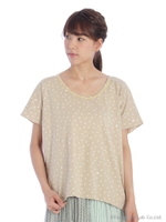 【OUTLET】マリンドットプリントＴシャツ/ベージュ