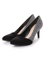 【vanitybeauty】【柔らかSoft Insole】ツイードコンビポインテッドパンプス/ネイビーコンビ